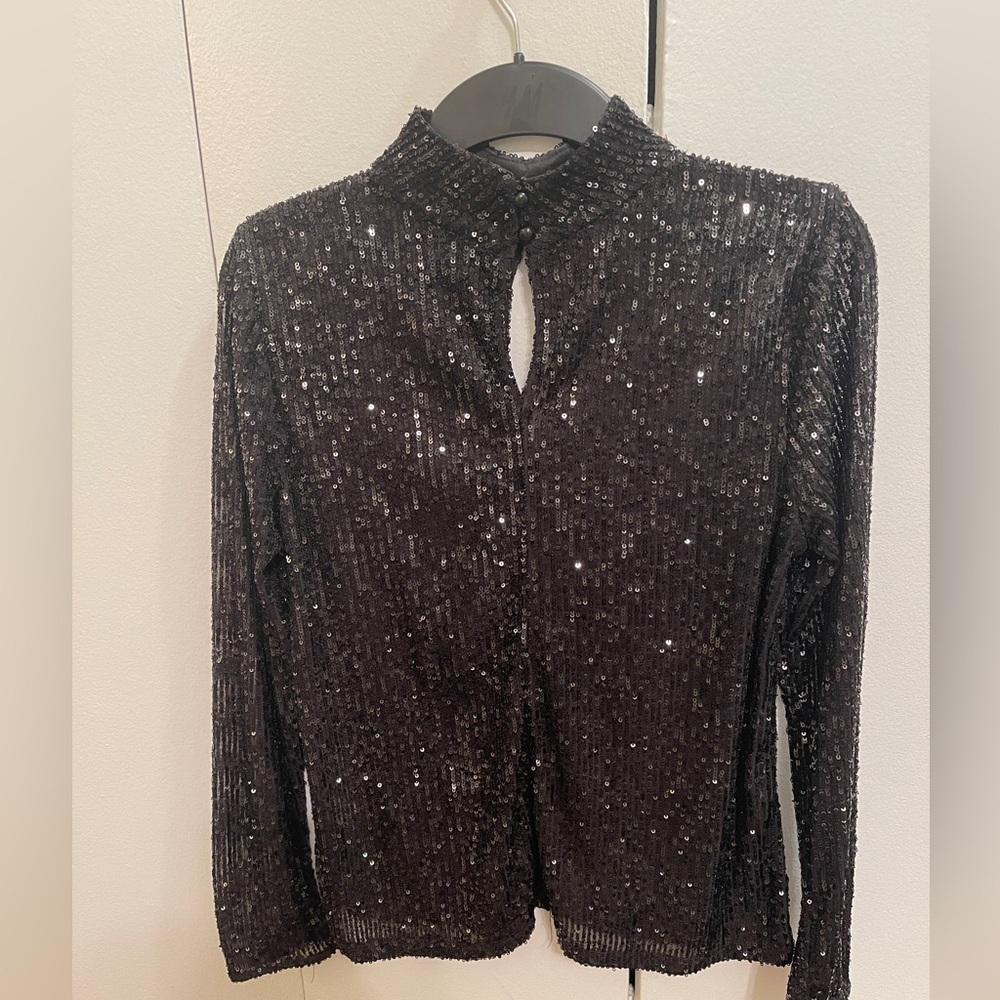 CeCe Black Sequin Top - Picture 5 of 12